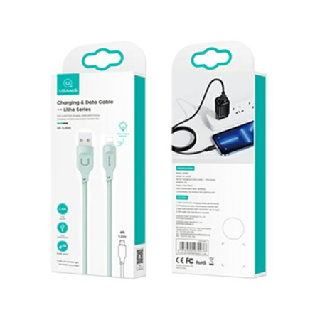 USAMS KABEL DO LIGHTNING 2,4A DO IPHONE 1,2M LITHE SERIES ZŁĄCZE FAST