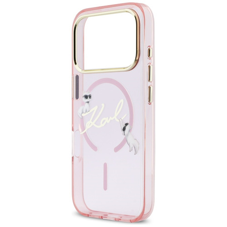 Etui Karl Lagerfeld IML Choupettes Karl Script Logo MagSafe do iPhone 17 Pro Max różowy