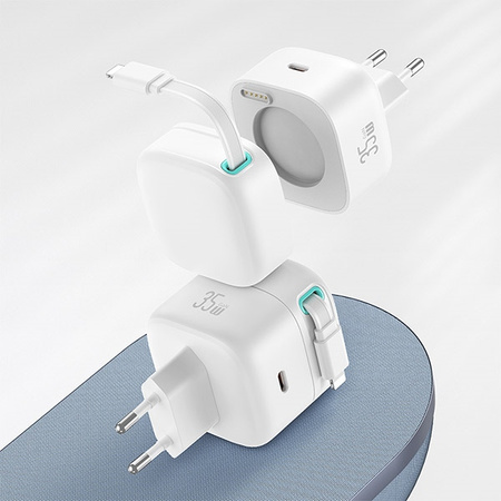 USAMS ŁADOWARKA 35W USB-C ZWIKANY KABEL DO LIGHTNING DO TELEFONÓW APPLE