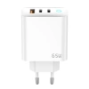 JELLICO ładowarka sieciowa EU20 GaN PD 65W 2xUSB-C + 1xUSB QC3.0 + kabel USB-C - USB-C Biały