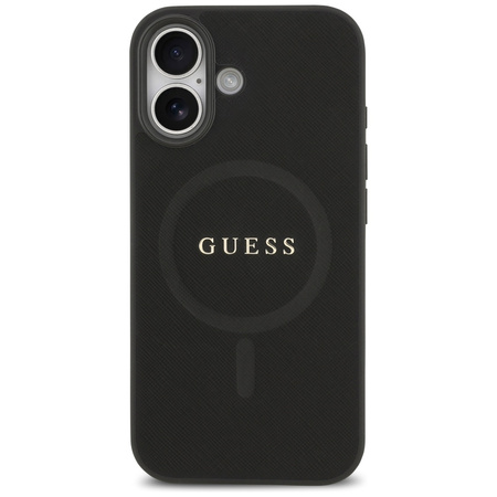 Etui Guess Saffiano Classic Logo MagSafe do iPhone 17 czarny