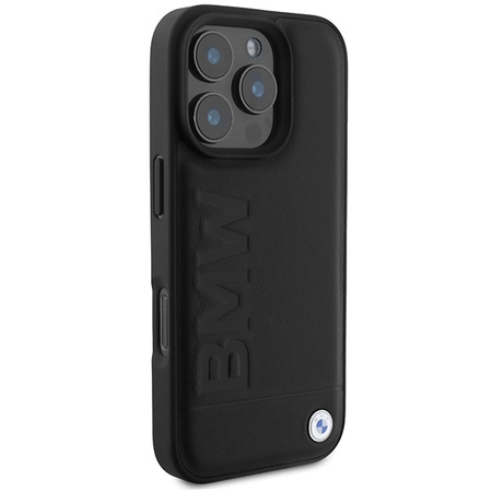 BMW BMHMP16XSLLBK iPhone 16 Pro Max 6.9czarny/black hardcase Leather Hot Stamp MagSafe