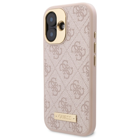 Guess GUHMP16SU4GPRP iPhone 16 6.1 różowy/pink hardcase 4G Logo Plate MagSafe
