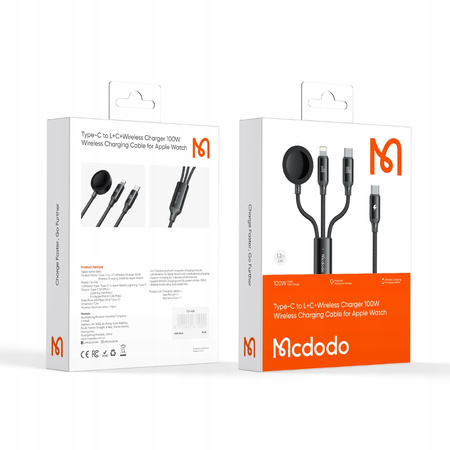 MCDODO ŁADOWARKA INDUKCYJNA DO APPLE WATCH 3W1 KABEL DO IPHONE MACBOOK 100W