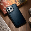 iCarer Leather Oil Wax etui pokryte naturalną skórą do iPhone 14 Pro Max (kompatybilne z MagSafe) niebieski (WMI14220720-BU)