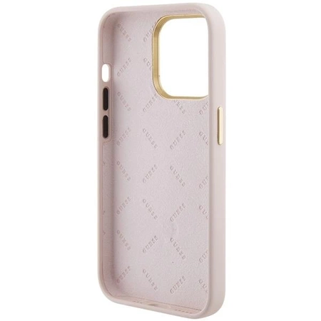 Etui Guess Silicone Logo Strass 4G na iPhone 15 Pro - jasnoróżowe