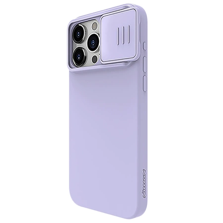 Silikonowe etui Nillkin CamShield Silky Silicone Case do iPhone 15 Pro Max z osłoną na aparat - fioletowe