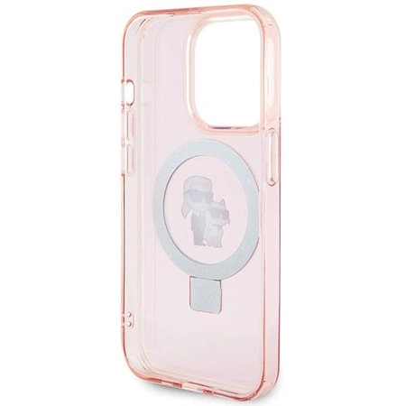 Etui Karl Lagerfeld Ring Stand Karl&Choupettte MagSafe do iPhone 15 Pro - różowe