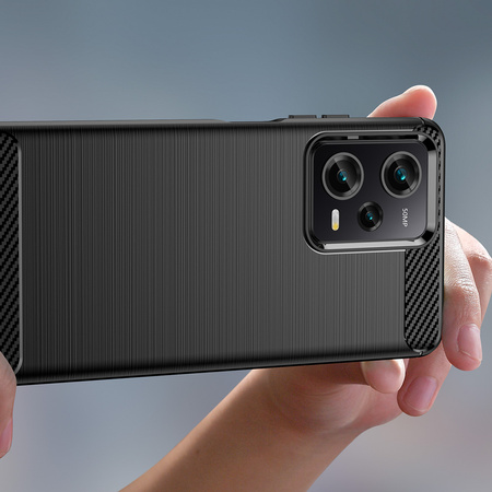 Carbon Case etui Xiaomi Poco X5 Pro 5G elastyczny silikonowy karbonowy pokrowiec czarne