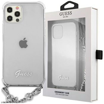 Guess GUHCP12MKC4GSSI iPhone 12/12 Pro 6,1" Transparent hardcase 4G Silver Chain