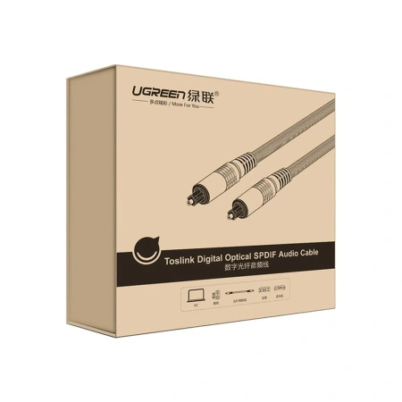 UGREEN KABEL OPTYCZNY TOSLINK SPDIF DO AUDIO KINEM DOMOWYM 2M STEREO DŹWIĘK