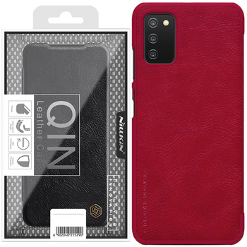 Nillkin Qin skórzana kabura etui Samsung Galaxy A03s czerwony