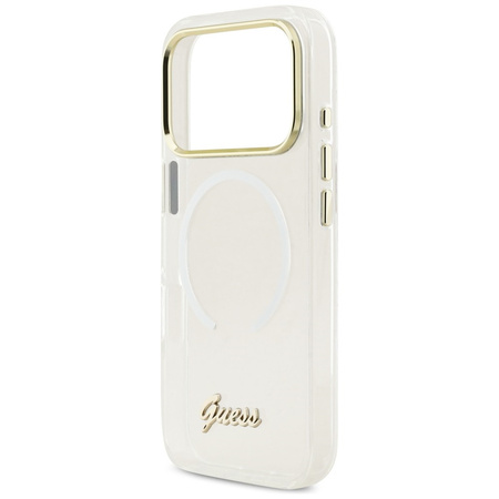 Etui Guess IML Gradient Script Metal MagSafe do iPhone 17 Pro Max biały