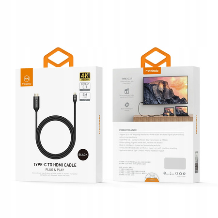 MCDODO KABEL PRZEJŚCIÓWKA ADAPTER USB-C USB TYP C HDMI MHL 4K 60HZ HDR 2M