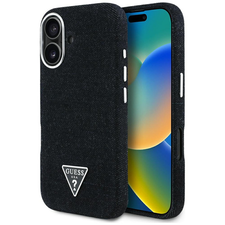 GUESS ETUI DENIM TRIANGLE LOGO DO IPHONE 16 DO MAGSAFE OCHRONA Z LOGO