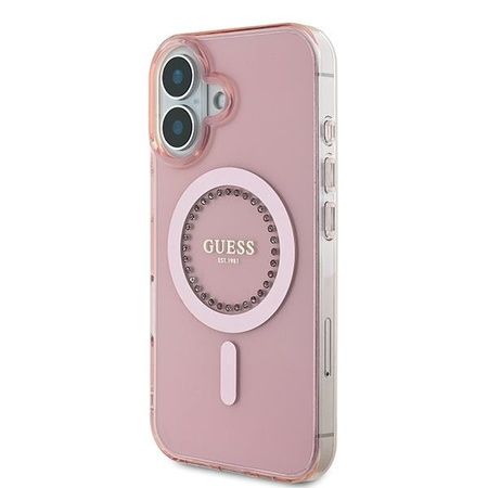 GUESS ETUI HARDCASE IML RHINESTONES DO MAGSAFE DO IPHONE 16 6.1 LUKSUSOWA