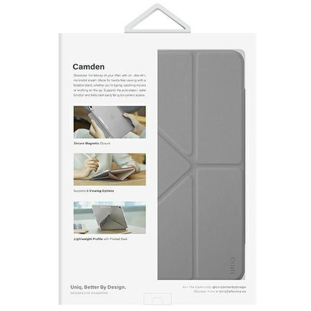 Etui Uniq Camden na iPad 10 gen. (2022) - szare fossil Antimicrobial