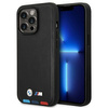Etui BMW BMHMP14X22PTDK na iPhone 14 Pro Max - czarne Leather Stamp Tricolor Magsafe