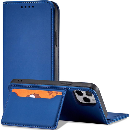 Magnet Card Case etui do iPhone 12 Pro Max pokrowiec portfel na karty kartę podstawka niebieski