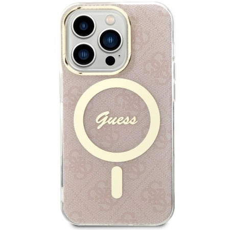 Etui Guess GUHMP14LH4STP na iPhone 14 Pro - różowe 4G MagSafe