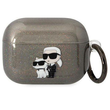 Etui Karl Lagerfeld KLAPHNKCTGK na AirPods Pro - czarne Glitter Karl&Choupette