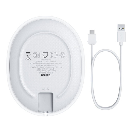 Baseus Jelly bezprzewodowa ładowarka Qi 15 W do telefonu słuchawek + kabel USB - USB Typ C biały (WXGD-02)