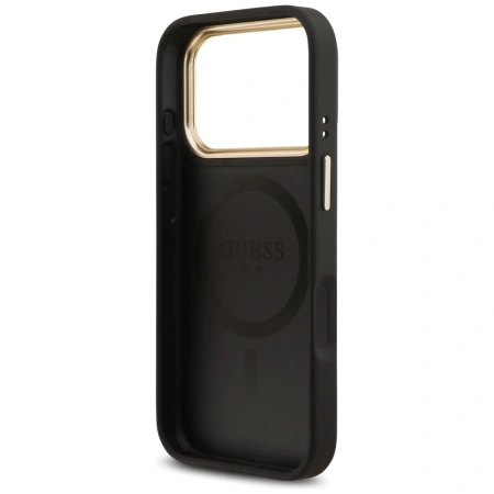 GUESS ETUI GRAINED STRASS LOGO DO IPHONE 17 PRO MAGSAFE Z LUKSUSOWYM