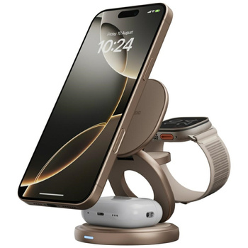 Ładowarka indukcyjna Bazic Gomag Gyre    składna z obrotową bazą 3w1 15W Fast Charging złoty