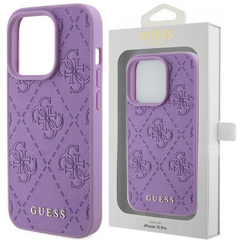 Etui Guess Leather 4G Stamped na iPhone 15 Pro Max - fioletowe