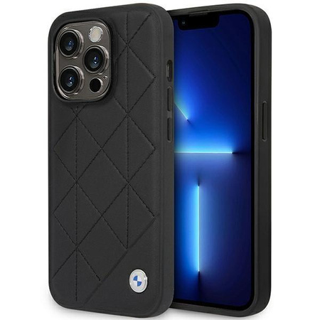 Etui BMW BMHCP14L22RQDK na iPhone 14 Pro - czarne Leather Quilted