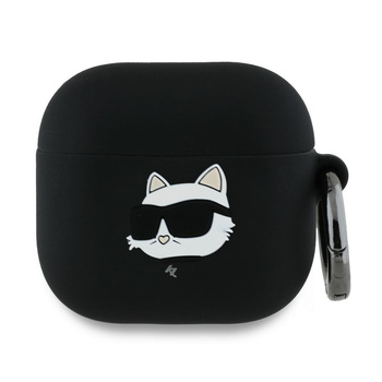 KARL LAGERFELD ETUI DO AIRPODS 4 SILIKONOWE 3D Z CHOUPETTE HEAD BLACK