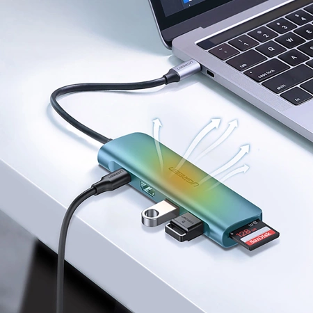 UGREEN ADAPTER 6W1 USB-C HDMI 2X USB-A 3.0 DO MACBOOKA IPHONE CZYTNIK SD TF
