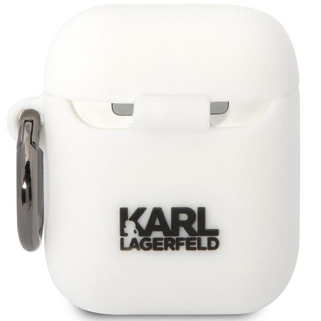 Etui Karl Lagerfeld KLACA2SILKCW na AirPods 1/2 - białe Silicone Karl&Choupette