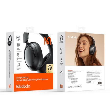 MCDODO SŁUCHAWKI BEZPRZEWODOWE NAUSZNE BLUETOOTH Z MIKROFONEM ANC CZARNE