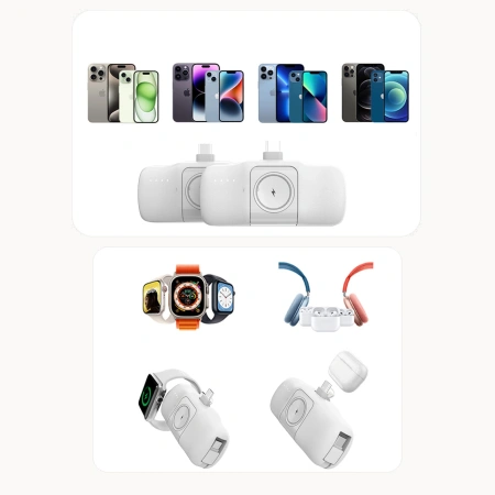 WOZINSKY MINI POWERBANK DO APPLE WATCH 5000MAH Z KABLEM USB-C ŁADOWANIE 15W