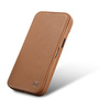 iCarer CE Premium Leather Folio Case skórzane etui iPhone 14 Pro z klapką magnetyczne MagSafe brązowy (WMI14220714-BN)