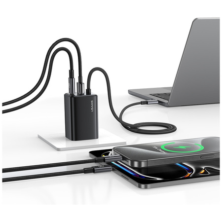 USAMS ŁADOWARKA 65W JC SERIES CC266 FAST CHARGER 2xUSB-C 1xUSB-A DO SAMSUNG