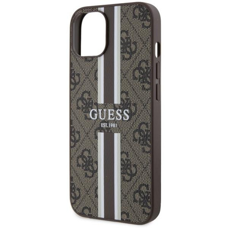 Etui Guess GUHMP14SP4RPSW na iPhone 14 - brązowe 4G Printed Stripes MagSafe