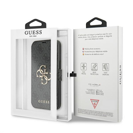 GUESS ETUI Z LOGO DO IPHONE 13 PRO MAX 6,7 KSIĄŻKA Z METALOWYM WYKOŃCZENIEM