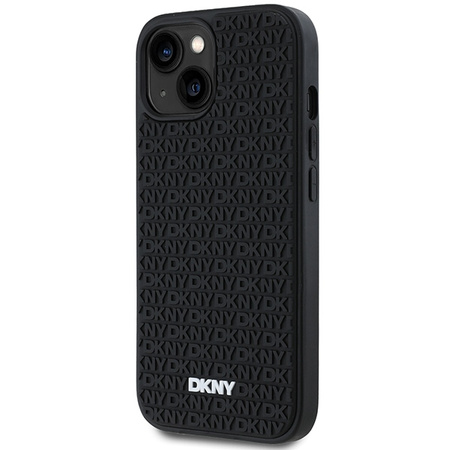 DKNY ETUI HARDCASE DO IPHONE 15 14 13 Z 3D RUBBER REPEAT PATTERN OCHRONNE