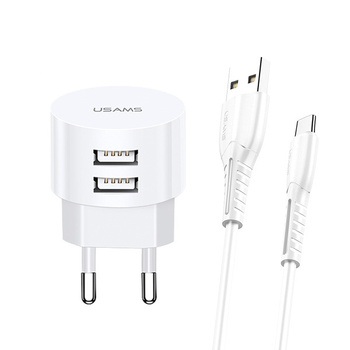 USAMS ŁADOWARKA SIECIOWA 2XUSB T20 2,1A DO TELEFONÓW ANDROID SAMSUNG HUAWEI