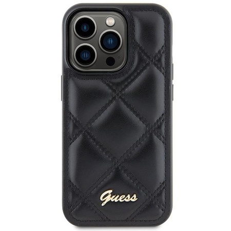 Etui Guess Quilted Metal Logo na iPhone 15 Pro - czarne