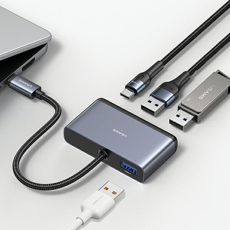 USAMS ADAPTER HUB 4W1 2XUSB 2.0/USB 3.0/USB-C DO LAPTOPA TELEFONU