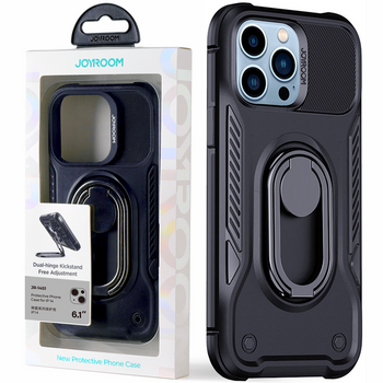 Joyroom Dual Hinge etui iPhone 14 Pro pancerny pokrowiec z podstawką uchwytem ring holder czarne