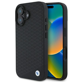 BMW BMHMP16S23RDDK iPhone 16 6.1        czarny/black hardcase Sign Leather Diamond Metal Logo MagSafe