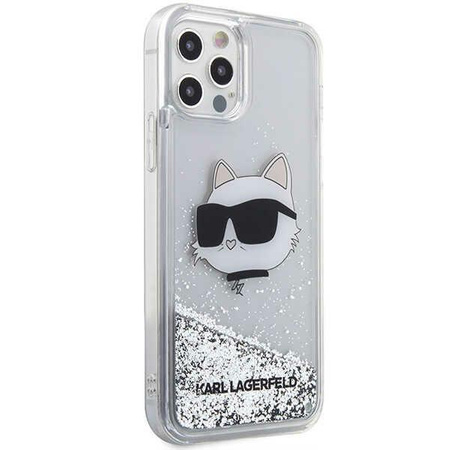 Etui Karl Lagerfeld KLHCP12MLNCHCS na iPhone 12/ 12 Pro - srebrne Glitter Choupette Head