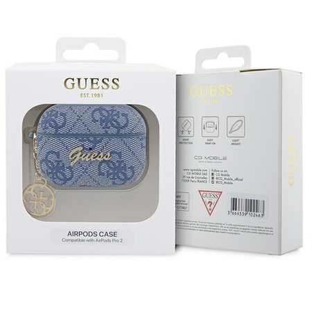 Etui Guess GUAP2G4GSMB na AirPods Pro 2 cover - niebieskie 4G Charm Collection