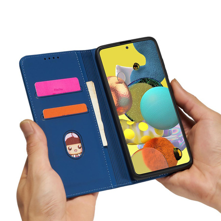 Magnet Card Case etui do Samsung Galaxy A12 5G pokrowiec portfel na karty kartę podstawka niebieski