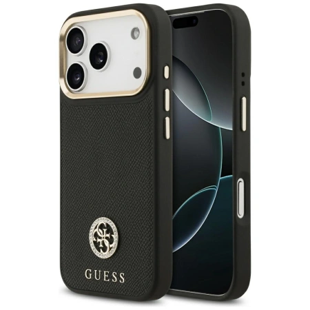 GUESS ETUI GRAINED STRASS LOGO DO IPHONE 17 PRO MAGSAFE Z LUKSUSOWYM