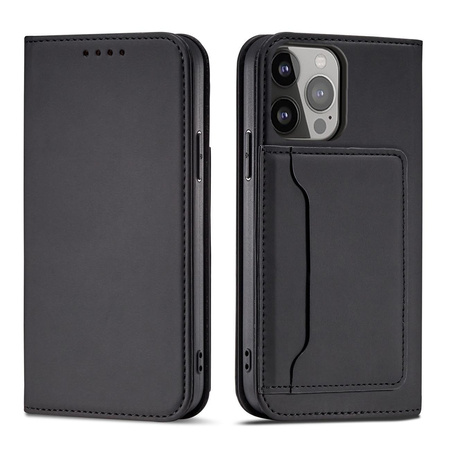 Magnet Card Case etui do iPhone 13 Pro pokrowiec portfel na karty kartę podstawka czarny